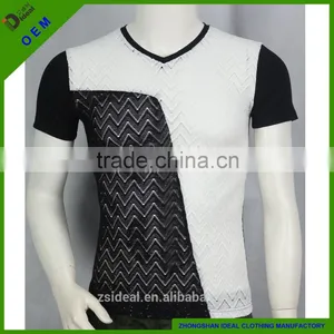 Fashion Design Dobby Polyester V-neck Man Polo T-shirt, OEM Factory in ZhongShan GuangDong thumbnail-1