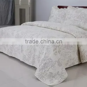 2015 New Designs,quality Hotel Plain Bedspread Bedsheets Quilt Throw Set thumbnail-1