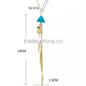 2014 Rivet Tassel Turquoise Alloy Skull Heads Pendant Dainty Long Tassel Necklace Set thumbnail-2