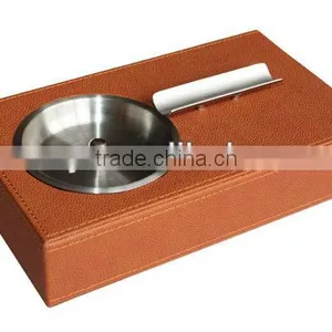 Hot Sale Cool Smokeless Brown Real Leather Ashtrays thumbnail-2