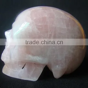Wholesale Big Size 5" Rose Quartz Skull Carving thumbnail-1