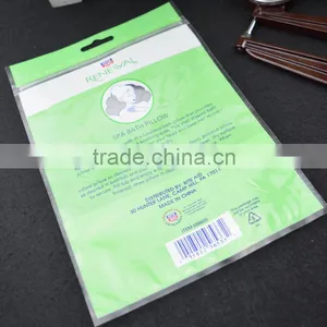 High Quality Factory Wholesale PET+CPP 2 Layers Lamination Header Spa Bath Pillow Packingbag With Hanging Hole thumbnail-1