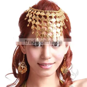 Wholesale Gold Earrings Designs With Hairband for Girls' Belly Dance Show thumbnail-1
