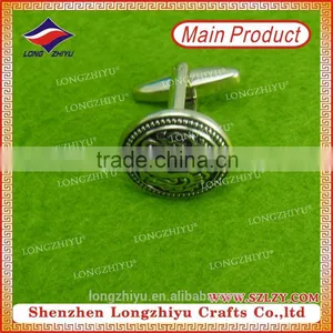 Embossed Logo Animal Cufflinks Chrome Plating Cufflinks for Sale thumbnail-1