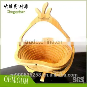 Folding Flat Bamboo Fruit Food Basket FOR Wedding Decaration thumbnail-5