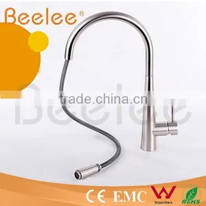 Hot Solid Brass Pull Out Kitchen Faucet With Brushed Nickel Finish thumbnail-1