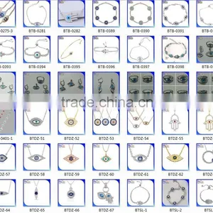 Wholesale Custom Turkish Jewelry Set 925 Sterling Silver Blue Glass Evil Eye Pendant thumbnail-6
