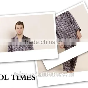 2016 Luxury Soft Natural 100% Silk Men Pajama Sleepwear Suit thumbnail-2