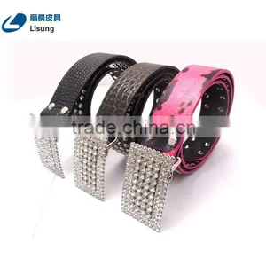 Cheap Rhinestone Strass Studded Fake Leather Cowgirl Belt thumbnail-1