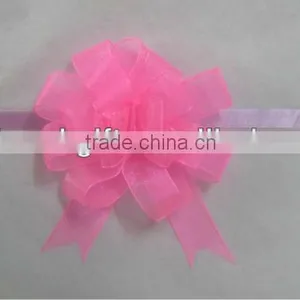 HOT SALE ! Pink Mesh Organza Woven Ribbobon Butterfly Pull Gift Packaging Bow thumbnail-1