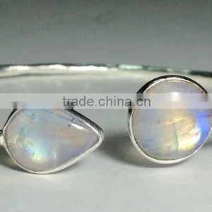 Lapis Lazulli Sterling Silver Bezel Setting Bangle, Bezel Sterling Silver Bangle, Lapis Lazulli Bezel Bangle thumbnail-2