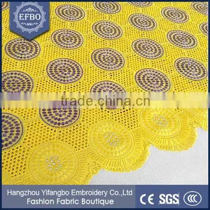 Chinese Supplier Nigeria Beaded Swiss Lace Fabric / Hight Quality Cotton Embroiderd Fabric For Wholesale thumbnail-5