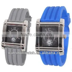 2013 Water Resistant Sport Chronograph Rubber Watch With Square Alloy Case thumbnail-1