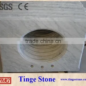 Bianco Carrara Marble Countertop Designs With Cutout Sink and 3 Drilling Holes thumbnail-1
