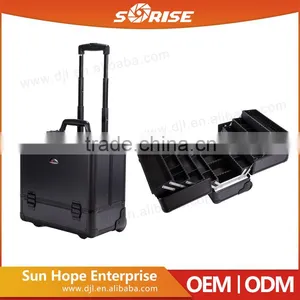 4 in 1 Makeup Trolley Black Professional Cosmetic Rolling Makeup Case thumbnail-1