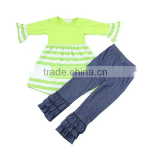 High Quality 2016 Wholesale Young Girl Fall Outfits Cotton Clothing Set Baby Girl Boutique Clothing Sets thumbnail-2