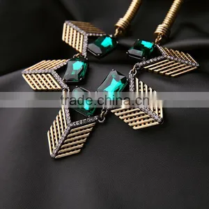 Cheap Wholesale Jewelry 2016 Latest Design Vintage Multiple Pendants Necklace Green Stone Pendant Necklace thumbnail-3