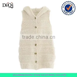 Hot Selling Cardigan Sleeveless Hooded Womens Knitted Sweater Vest thumbnail-1