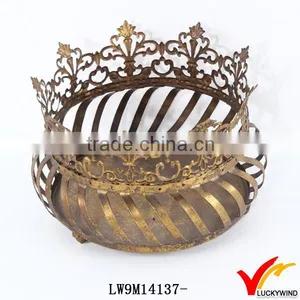 Handcrafted Vintage Tea Light Metal Crown Candle Holder thumbnail-1