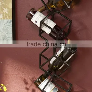 Black Metal Wall Mounted Geometric Wine Rack/Organizer for 5 Bottles thumbnail-4