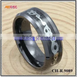 2015 Alloy Inlay Black Gold Engagement Ring,metal Ceramic Ring for Engagement thumbnail-1