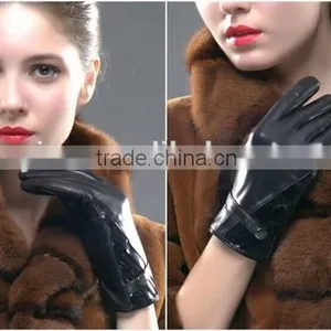 Sexy Black Leather Gloves For Ladies 2016 Hot Selling Leather Gloves For Ladies thumbnail-3