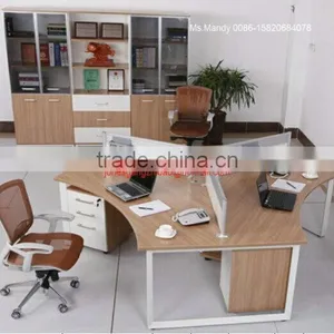 Popular Triangle Style Office Workstation for Three People in Melamine Material E-502 thumbnail-1