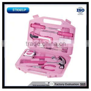 101pcs Pink Tool Set for Lady Used Mechanic Kits 2pcs Screwdrivers 6'' Adjutable Wrench and Long Nose Plier thumbnail-1