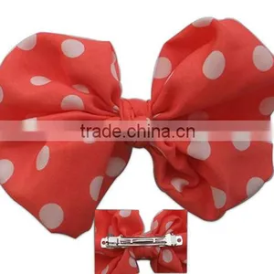 Beautiful Dot Printed Fabric Bow Barrette thumbnail-1