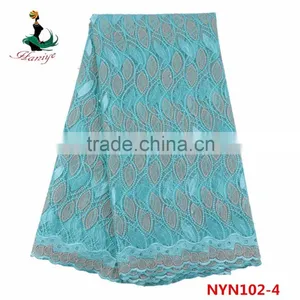 2016 Haniye Wholesale French Net Lace Fabric/Nigeria Lace Fabric for Lady Garment/NYN102 thumbnail-2