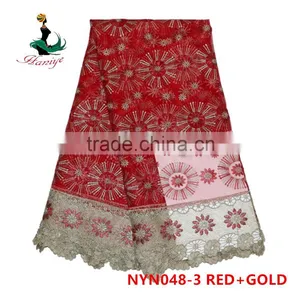 2016 Haniye African Latest Embroidery French Lace Fabric Nigeria French Net Lace Fabric for Dresses/NYN48 thumbnail-3