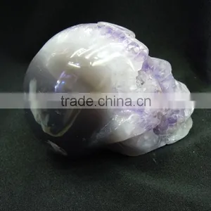 Wholesale Top Quality Amethyst Crystal Skull With Geode All by Hand Made Good for Collection or Gift thumbnail-4