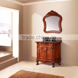 Slim and Small White Bathroom Vanity Oak Wood Bathroom Furniture WTS349 thumbnail-6