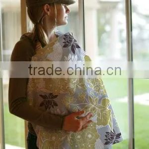 Cotton Plain Beige Flower Print Simplicity Breastfeeding Baby Blanket Poncho thumbnail-1