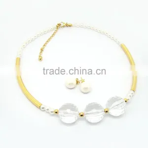 High Quality Stainless Steel Transparent Big Crystal Statement Necklace for Dress thumbnail-1