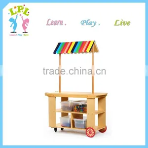 Wholesale High Quality Mobile Wooden Toys Vending Cart for Kids thumbnail-1