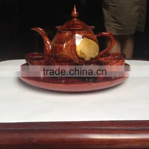 Wooden Tea Set Made in Vietnam, High Quality Tea Cup, Tea Pot and Service Plate thumbnail-2
