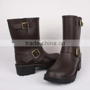 Custom Made Varies Cheap Waterproof Glossy or Matte Women PVC Wellington Rain Boot With Buckle thumbnail-1
