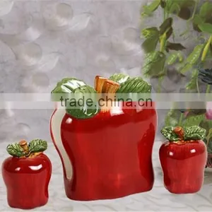 Personalized Color Glazed Decorative Cerramic Red Apple Napkin Holder Set thumbnail-1