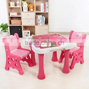 New Design Children's Portable Folding Table and Chairs Plastic Kids Study Writing Table and Chair Set thumbnail-3