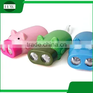Cartoon Pig Animal Eco Mini Portable Plastic Hand Crank Pressing Led Torch Flashlight With Rope thumbnail-5