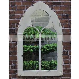 Decorative Rustic White Iron Mirror Wall thumbnail-1