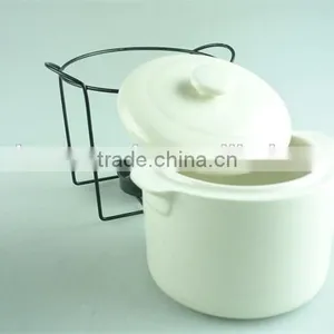 Mini Ceramic Soup Tureen With Iron Stand and Color Box in Stock thumbnail-2