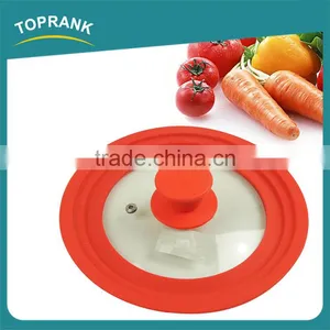 Custom Size Color Kitchen Cooking Lids Universal Silicone Edge Glass Pot Lid thumbnail-4