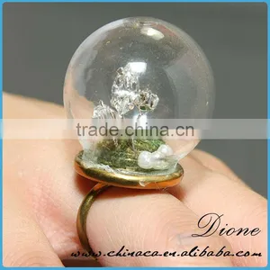 Wholesale Glass Globe Bottle (24mm) With Gold Plated Lace Adjustable Ring thumbnail-4