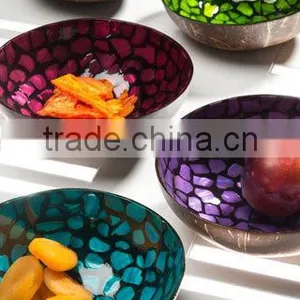 Handmade Lacquer Coconut Shell Bowl 100% Made in Vietnam / Hand Painted Lacquer Bowl thumbnail-2