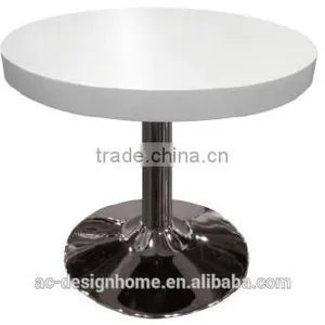 WHITE ROUND MDF/STAINLESS STEEL TABLE thumbnail-1