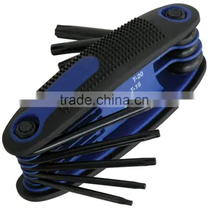 Hand Tool Double Blister Pack Black Oxide Finish Carbon Steel Material Folding Torx Key Allen Wrench Set thumbnail-2
