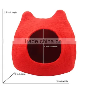 Cats House Handmade Cat Bed Natural Wool Felt Comfy Cave for All Cats and Small Dogs Machine Washable thumbnail-4