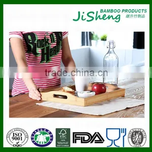 Rectangular Eco-friendly Bamboo Food Serving Tray With Handles: Serve Food, Coffee, Tea or Use as Party Platter thumbnail-3